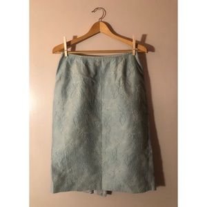 Albert Nipon Light Blue Embroidered Pencil Skirt